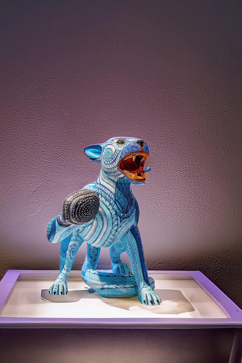 olorful jaguar alebrije sculpture highlighting Mexican artisan craft and cultural heritage on a private Mexico journey.